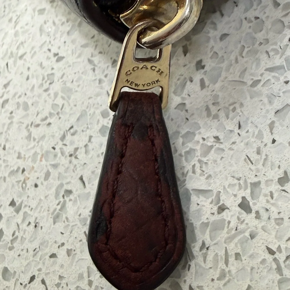 Coach Dark Brown Leather Monogram Gold Hardware Zippered Wallet - Picture 8 of 13